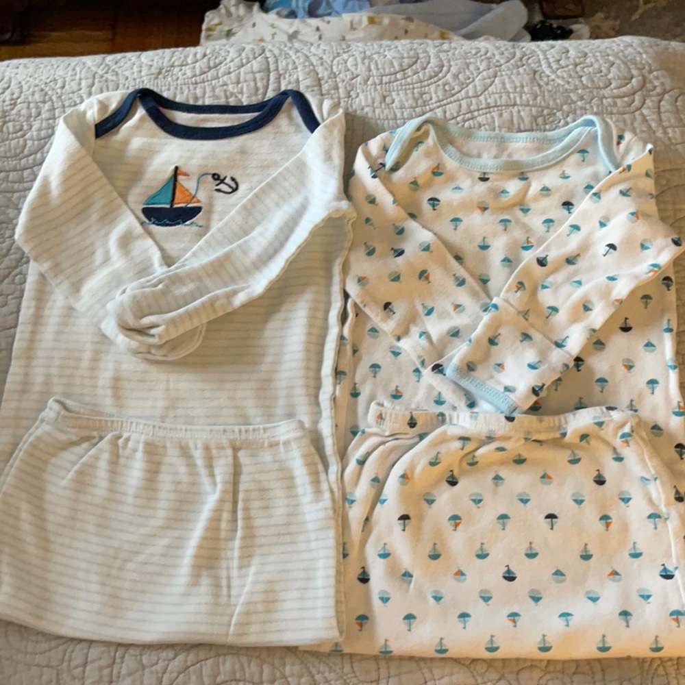 Two baby sail boat sleep sacks 0-3 months baby bundle Daygown sleepers